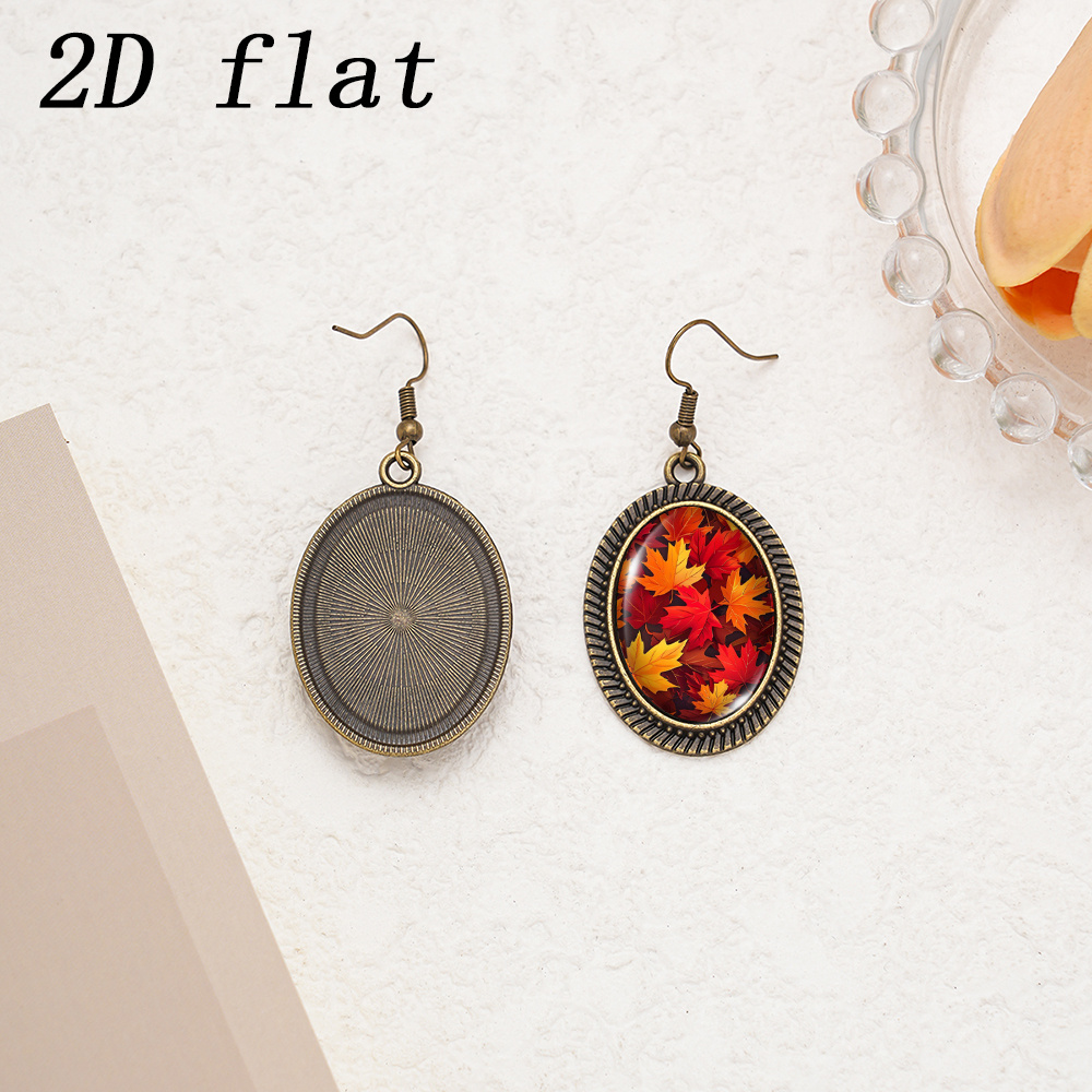 Time Gem Glass Earrings with Gradient Maple Leaf Pattern